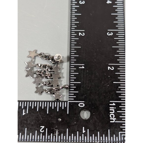 Gray Metallic Star Charm Rhinestone Ear Climber Cuff Pierced Celestial Goth - Picture 6 of 6